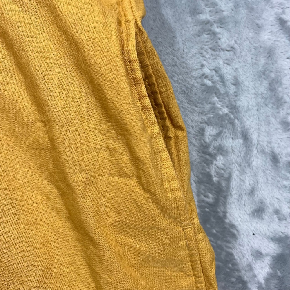 UNIQLO Shirt Jacket Womens L Mustard Yellow Linen Cotton 211-427065 Oversized - Picture 14 of 16